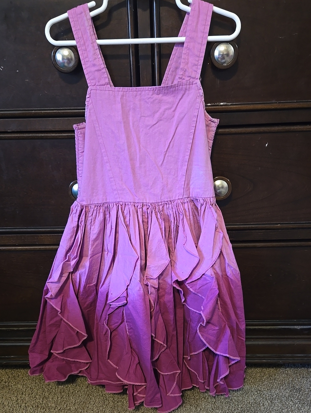 Girls 6/7 Purple Ombre Ruffled Dress